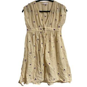 Women's ZAPA Floral Embroidered Gauze Single-Button Sleeveless Overdress Small